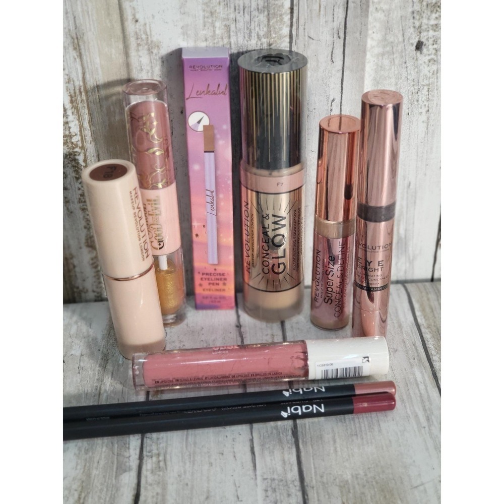 Revolution Makeup Lot 9 Items Foundation Concealer Lip Gloss Eyeliner Pencil Set - Picture 2 of 6